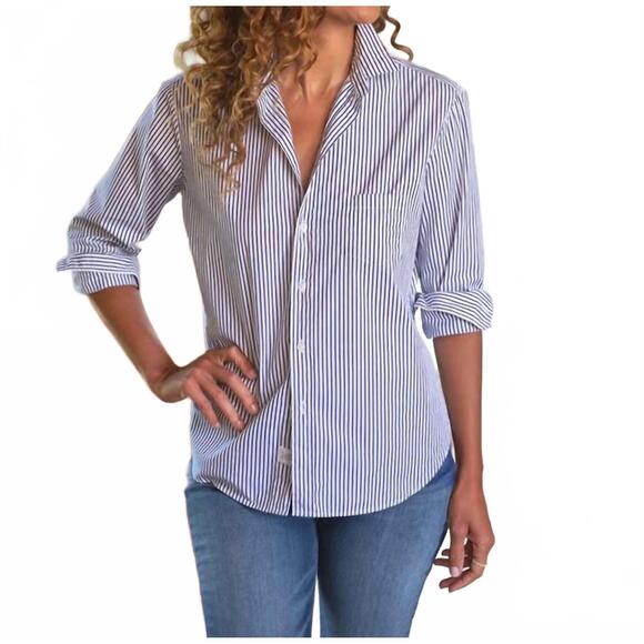 NEW FRANK & EILEEN eileen relaxed button-up shirt in white/ navy stripe